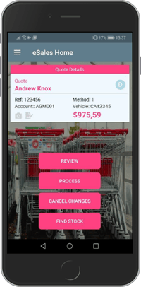 Example of the K8 eSales interface on a mobile device. 